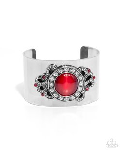 Paparazzi Accessories-Paisley Princess Red Cat's Eye Cuff Bracelet