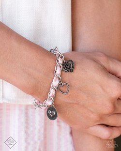 Paparazzi Accessories-Charming Contender Pink Ribbon Heart Bracelet