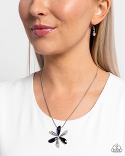 Paparazzi Accessories-Potent Pattern Blue Flower Petal Necklace Set