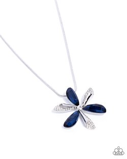 Paparazzi Accessories-Potent Pattern Blue Flower Petal Necklace Set