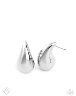 Paparazzi Accessories-Raindrop Reveal Silver Curled Teardrop Earrings