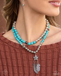 Paparazzi Accessories-Restful Radiance Turquoise Floral Bead Necklace Set