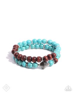 Paparazzi Accessories-Restful Review Turquoise Stone Silver Bead Bracelet