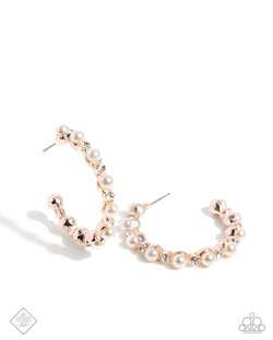 Paparazzi Accessories-Shimmery Scope White Glossy Pearl Hoop Earrings