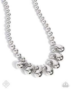 Paparazzi Accessories-Raindrop Rebel Silver Teardrop Necklace Set