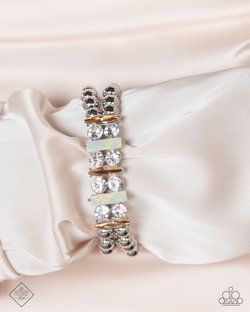 Paparazzi Accessories-Splendid Shimmer Champagne Gem Silver Bracelet