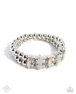 Paparazzi Accessories-Splendid Shimmer Champagne Gem Silver Bracelet