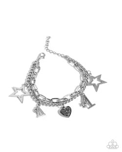 Paparazzi Accessories-Team Spirit Silver Sporty Charm Bracelet