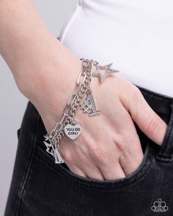 Paparazzi Accessories-Team Spirit Silver Sporty Charm Bracelet