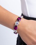 Paparazzi Accessories-Staycation Sparkle Pink Oval Rhinestone Bracelet