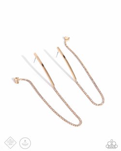 Paparazzi Accessories-Tailored Trade Gold Strand Curved Earrings