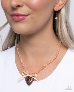 Paparazzi Accessories-Tasteful Trimming Copper Floral Motif Necklace Set