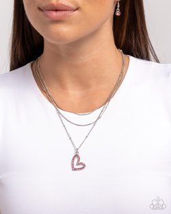 Paparazzi Accessories-Valentines Day Decadence Pink Heart Necklace Set