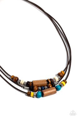 Paparazzi Accessories-Wish You WOOD Multi Wooden Bead Men's Neck Cord
