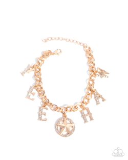 Paparazzi Accessories-Yeehaw Yell Gold Western Charm Bracelet
