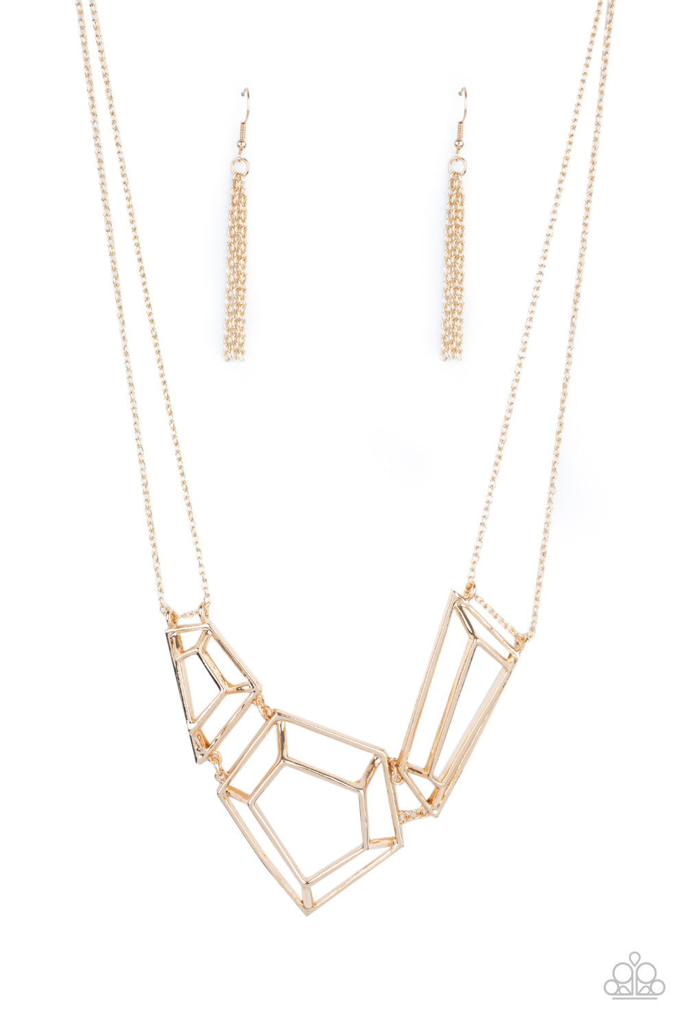 Paparazzi Accessories-3-D Drama Gold Glistening Necklace Set