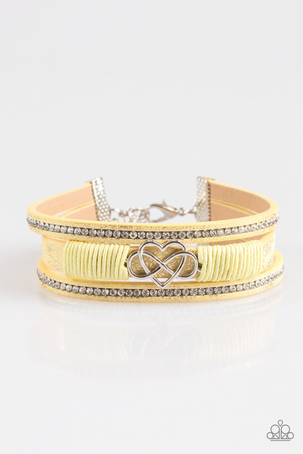 Paparazzi Accessories-Hustlin Heart Yellow Bracelet