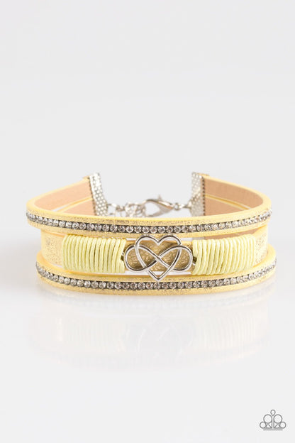 Paparazzi Accessories-Hustlin Heart Yellow Bracelet