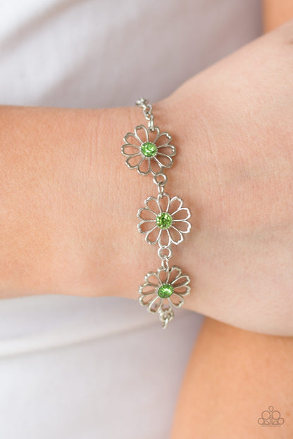 Paparazzi Accessories-Dancing Daffodils Green Bracelet