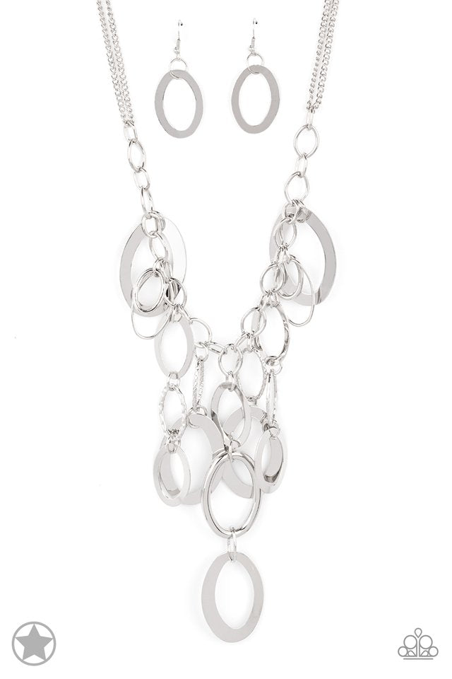 Paparazzi Accessories-Silver Spell Ring Link Necklace Set