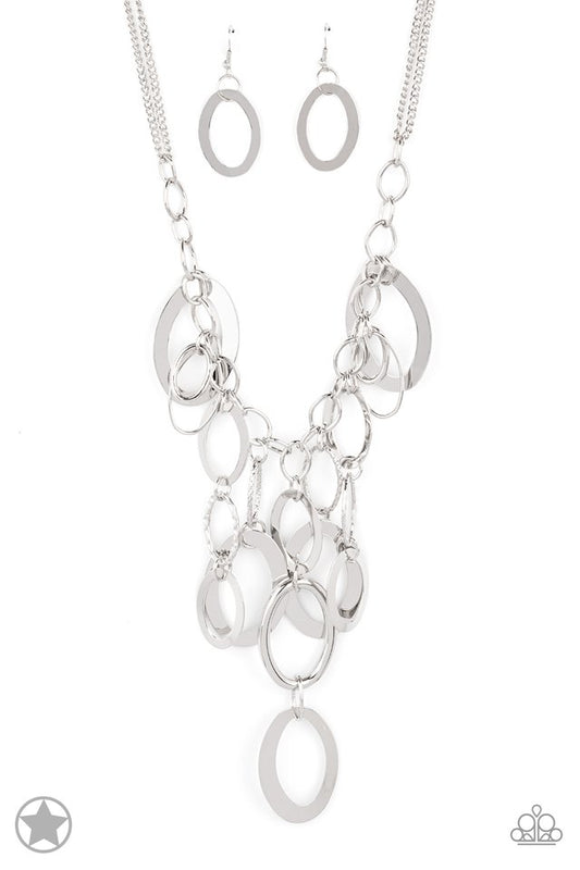 Paparazzi Accessories-Silver Spell Ring Link Necklace Set