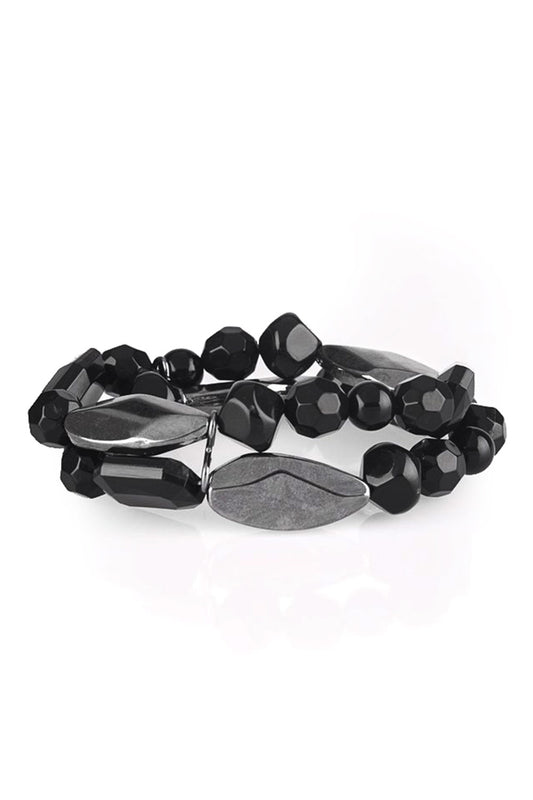 Paparazzi Accessories-Rockin Rock Candy Black Bracelet