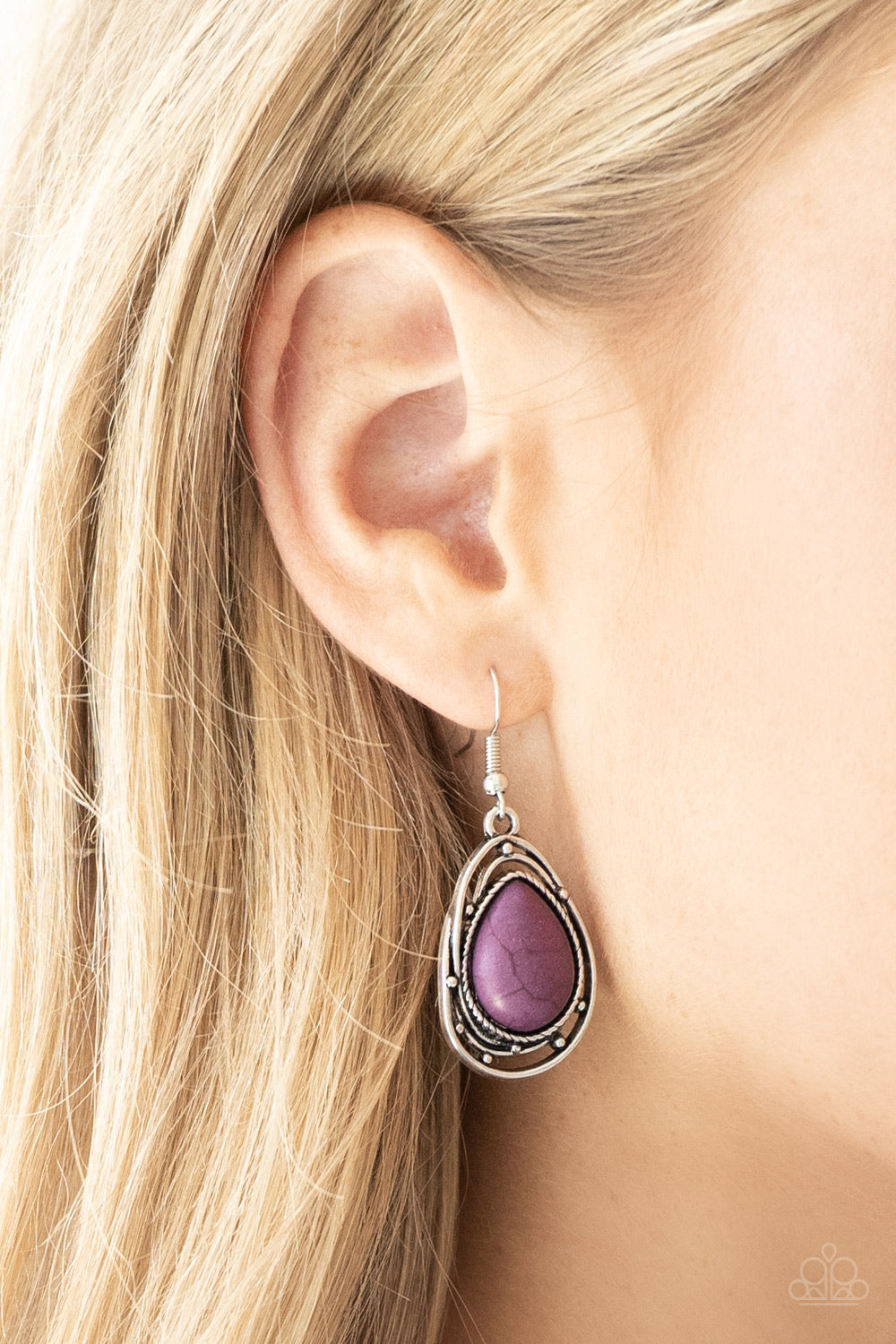 Paparazzi Accessories-Abstract Anthropology Purple earrings