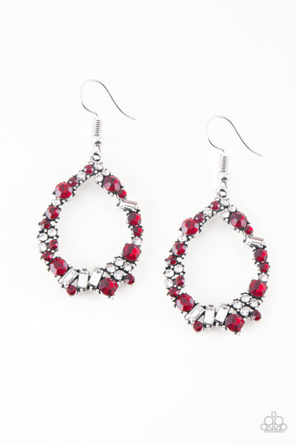Paparazzi Accessories-Crushing Couture Red Earrings