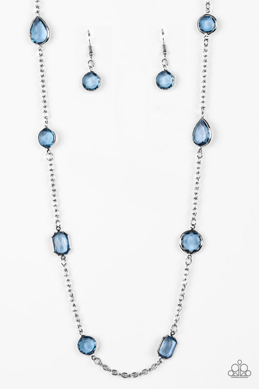 Paparazzi Accessories-Glassy Glamorous Blue Necklace Set