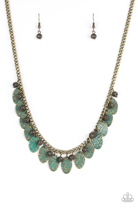 Paparazzi Accessories-Vintage Gardens Brass Necklace Set