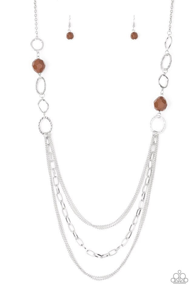 Paparazzi Accessories-Margarita Masquerade Brown Hoop Necklace Set