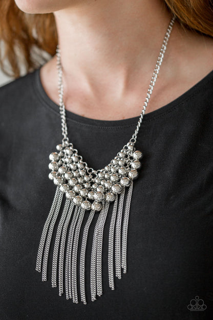 Paparazzi Accessories-Diva-de and Rule Silver Fringe Necklace Set