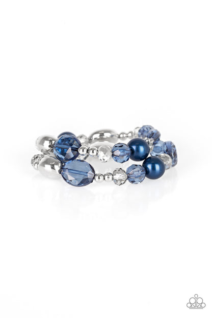 Paparazzi Accessories-Downtown Dazzle Blue Bracelet