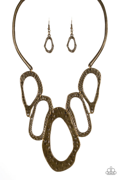 Paparazzi Accessories-Prime Prowess Brass Necklace Set