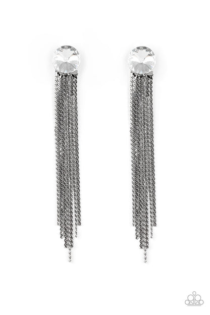 Paparazzi Accessories-Level Up Black Fringe Earrings