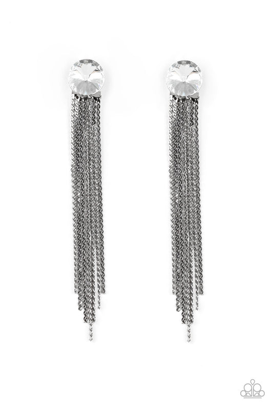 Paparazzi Accessories-Level Up Black Fringe Earrings