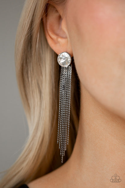 Paparazzi Accessories-Level Up Black Fringe Earrings