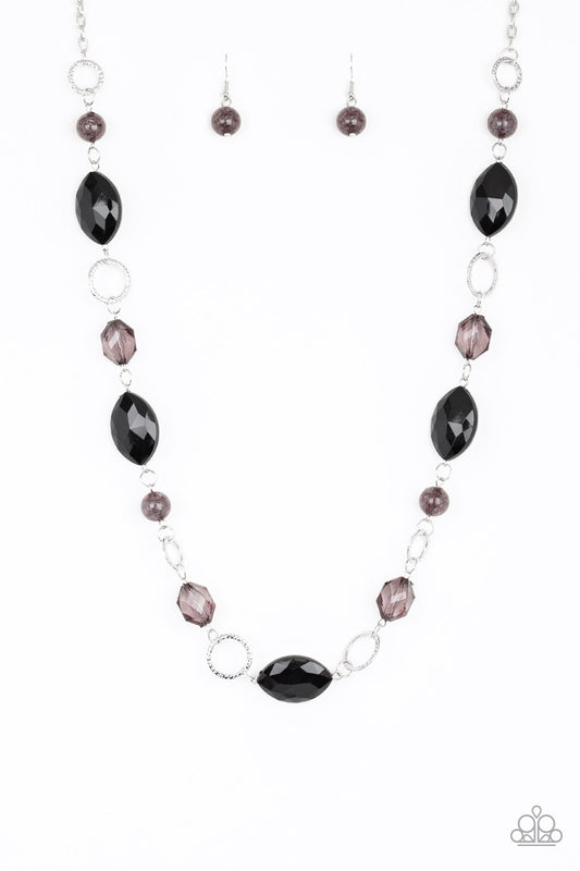 Paparazzi Accessories-Shimmer Simmer Black Necklace Set