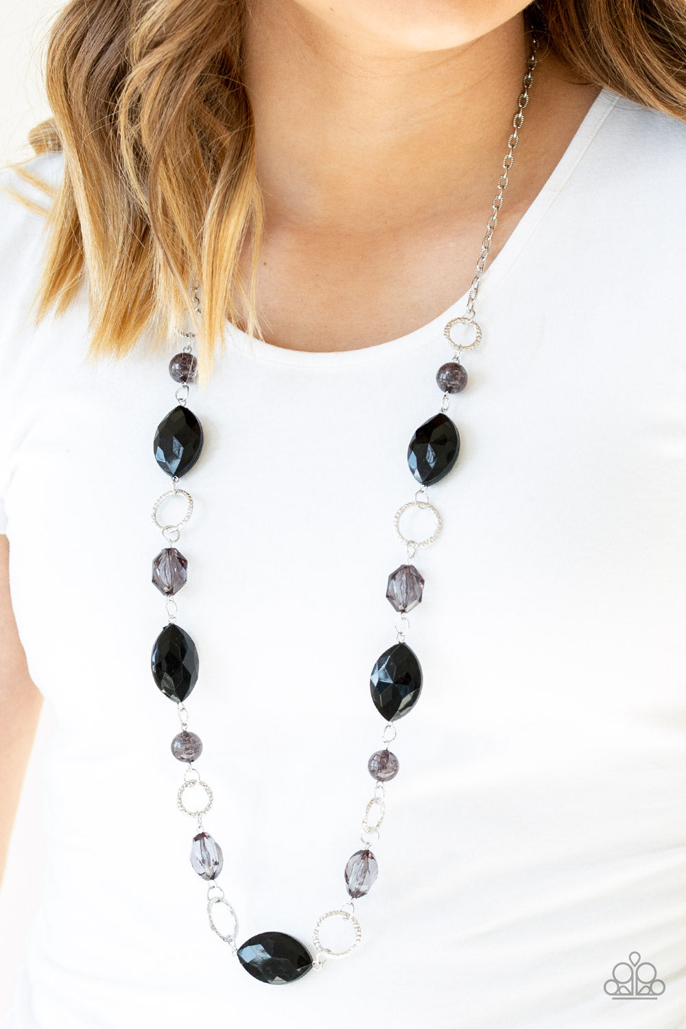 Paparazzi Accessories-Shimmer Simmer Black Necklace Set