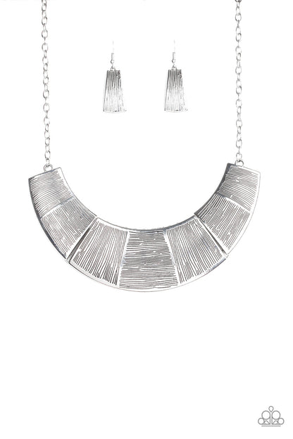 Paparazzi Accessories-More Roar Silver Necklace Set