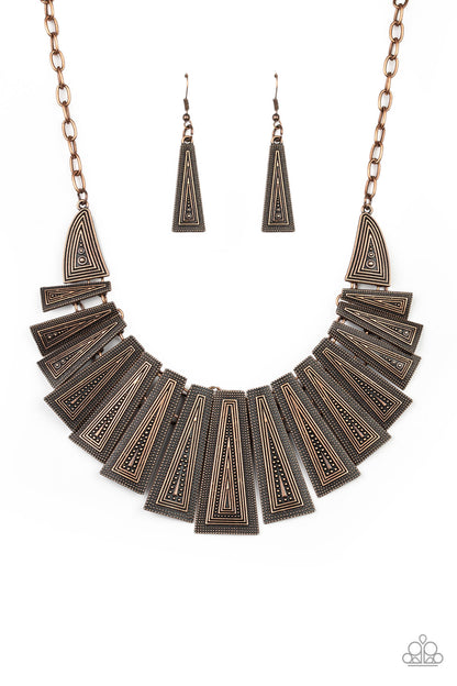 Paparazzi Accessories-Metro Mane Brass Necklace Set