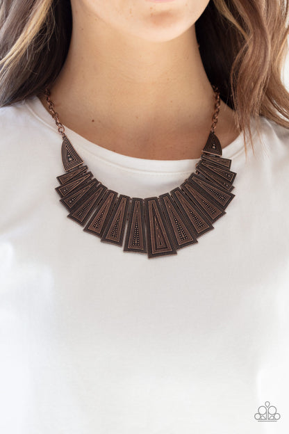 Paparazzi Accessories-Metro Mane Brass Necklace Set