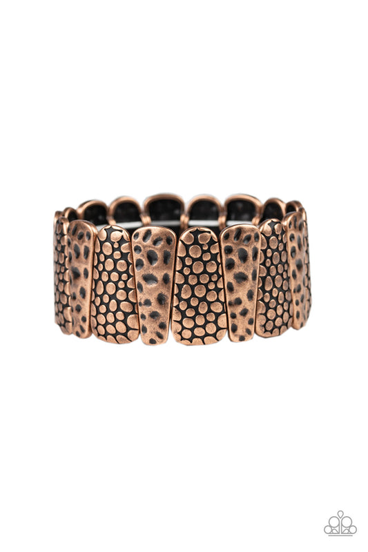 Paparazzi Accessories-Texture Take Down Copper Bracelet