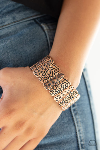 Paparazzi Accessories-Texture Take Down Copper Bracelet