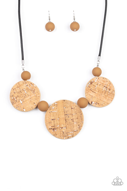 Paparazzi Accessories-Pop The Cork White Accent Necklace Set