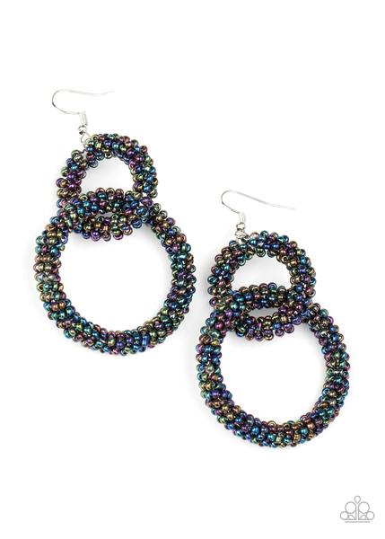 Paparazzi Accessories-Luck BEAD a Lady Multi Oil Spill Earrings