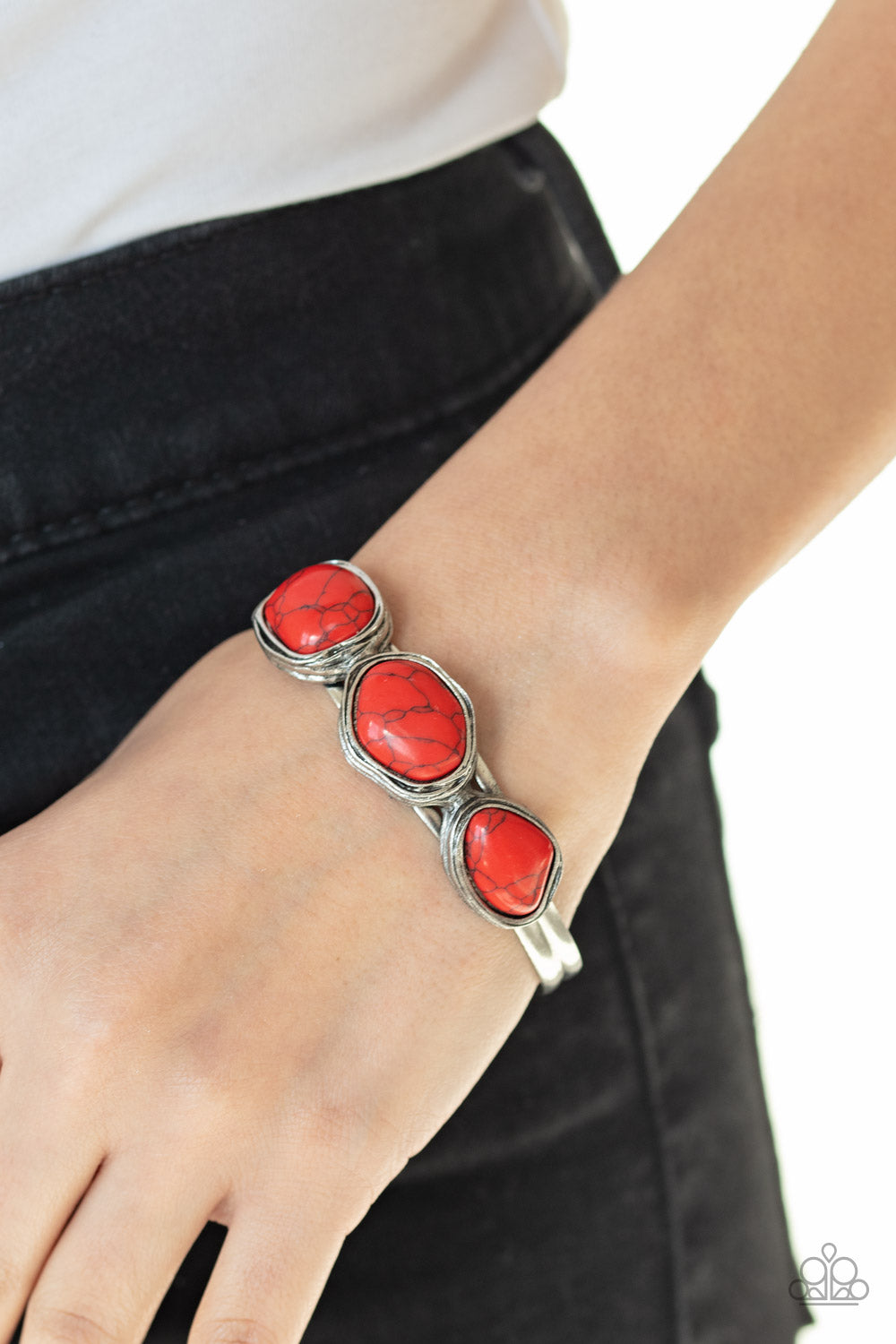 Paparazzi Accessories-Stone Shop Red Cuff Bracelet