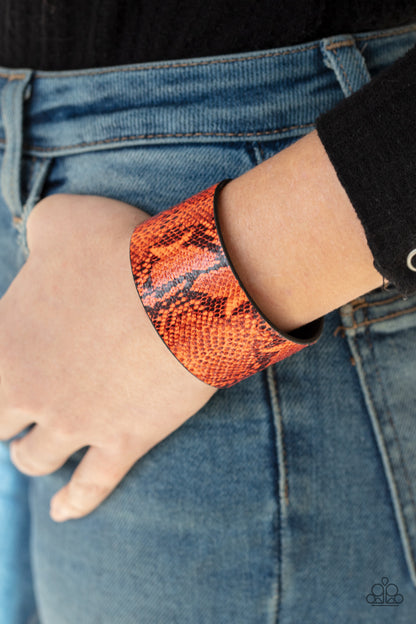 Paparazzi Accessories-It's A Jungle Out There Orange Print Wrap Bracelet