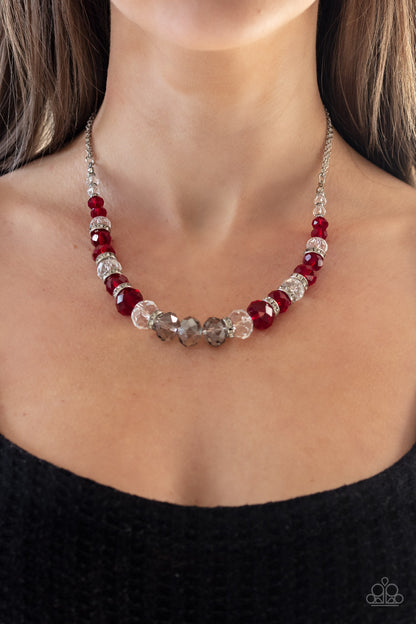 Paparazzi Accessories-Distracted By Dazzle Red Necklace Set
