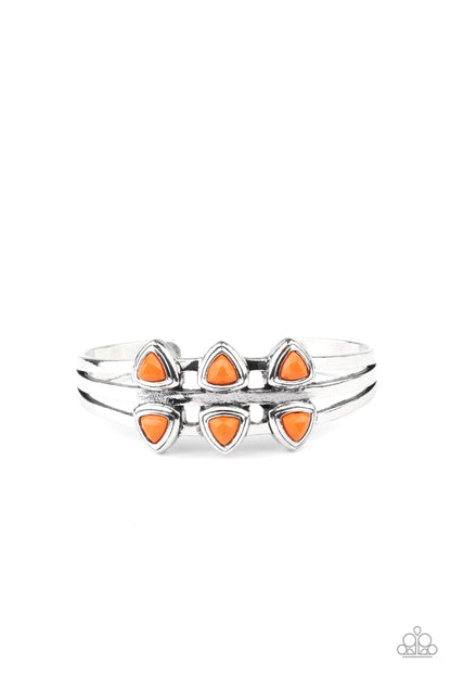 Paparazzi Accessories-Tribal Triad Orange Cuff Bracelet